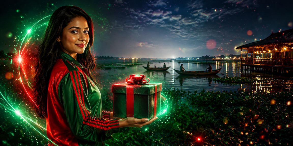 বাংলাদেশ ক্রিকেট ম্যাচে লাল-সবুজ পতাকা হাতে বেটিং উপভোগ
